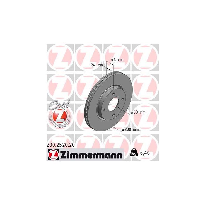 Тормозной диск ZIMMERMANN 200.2520.20 Фото