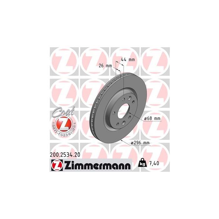 Тормозной диск ZIMMERMANN 200.2534.20 Фото