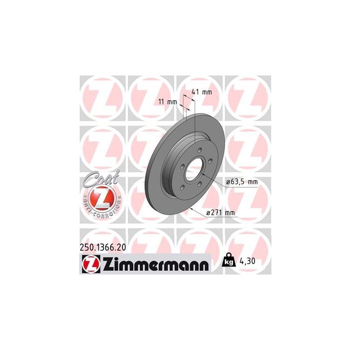 Тормозной диск ZIMMERMANN 250.1366.20 Фото