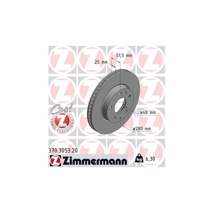 Тормозной диск ZIMMERMANN 370.3053.20 Фото