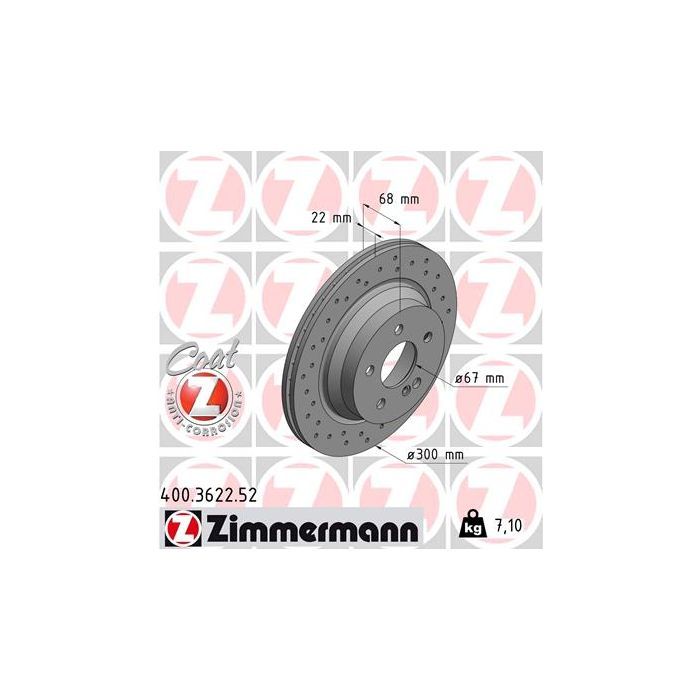 Тормозной диск ZIMMERMANN 400.3622.52 Фото