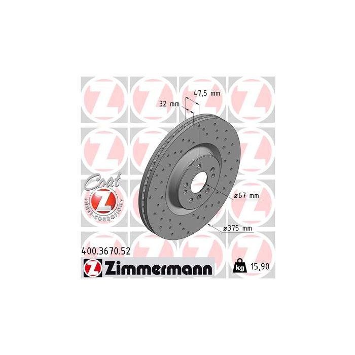 Тормозной диск ZIMMERMANN 400.3670.52 Фото