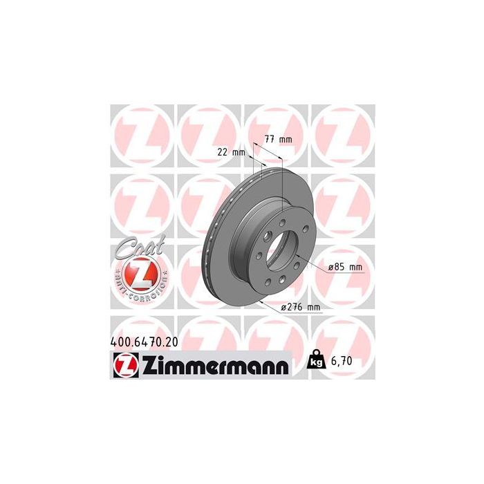 Тормозной диск ZIMMERMANN 400.6470.20 Фото