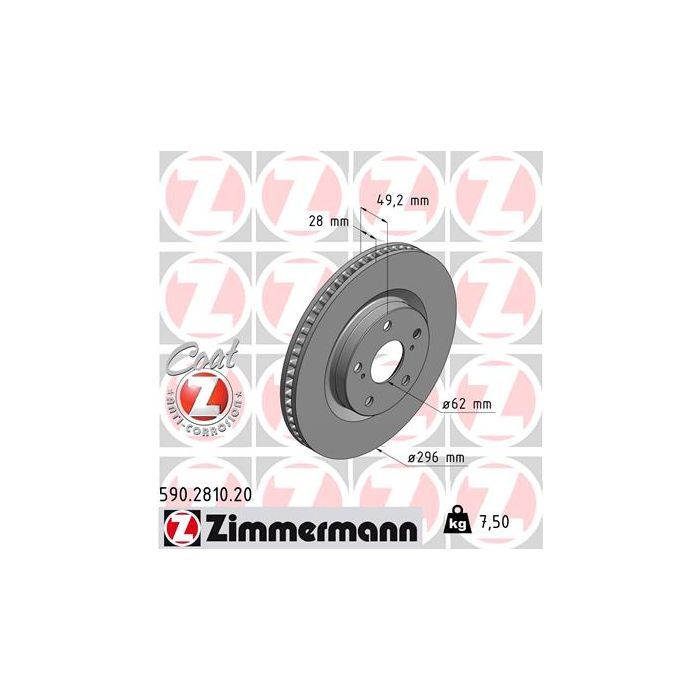 Тормозной диск ZIMMERMANN 590.2810.20 Фото
