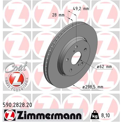 Тормозной диск ZIMMERMANN 590.2828.20 Фото