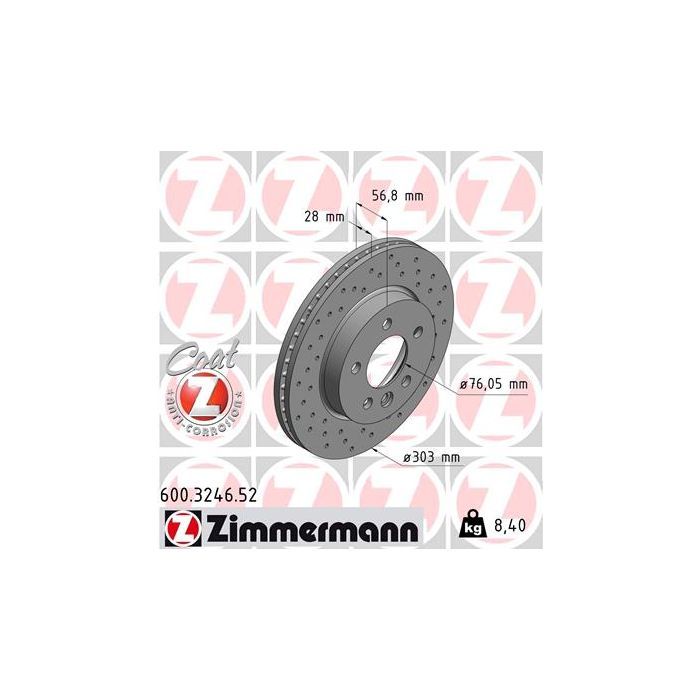 Тормозной диск ZIMMERMANN 600.3246.52 Фото