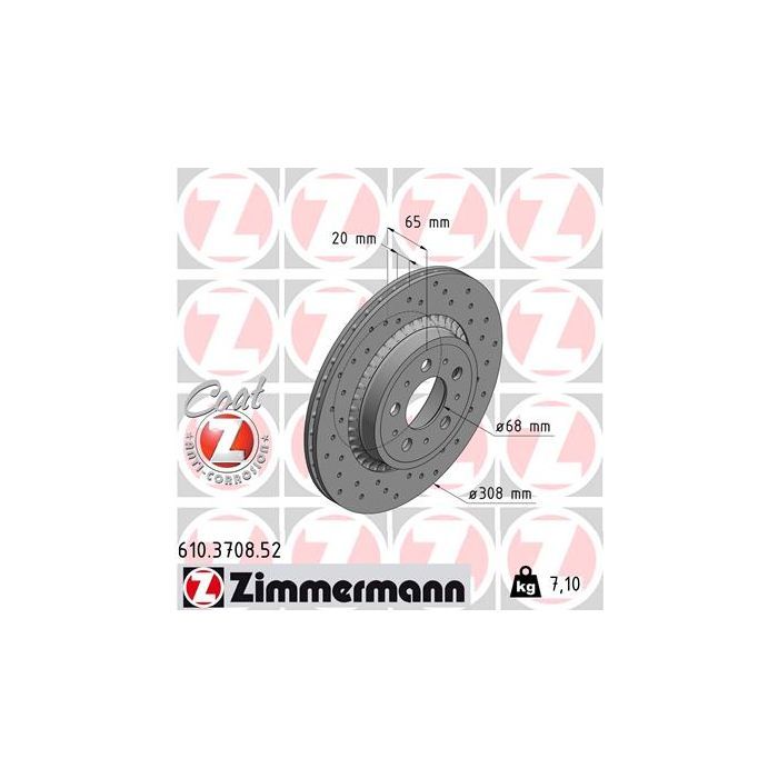 Тормозной диск ZIMMERMANN 610.3708.52 Фото