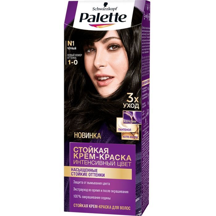 Краска для волос Palette 1-0 Чорний 110 мл Фото
