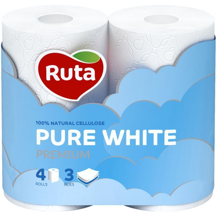 Туалетная бумага Ruta Pure White 3 шари 4 рулони Фото