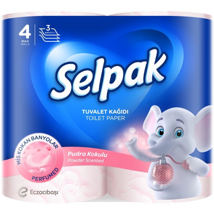 Туалетная бумага Selpak Perfumed Пудра 3 слоя 4 рулона Фото