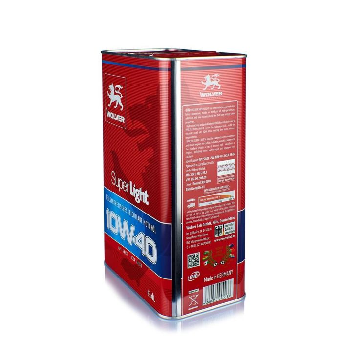 Моторное масло Wolver Super Light 10W-40, 4л Фото 1