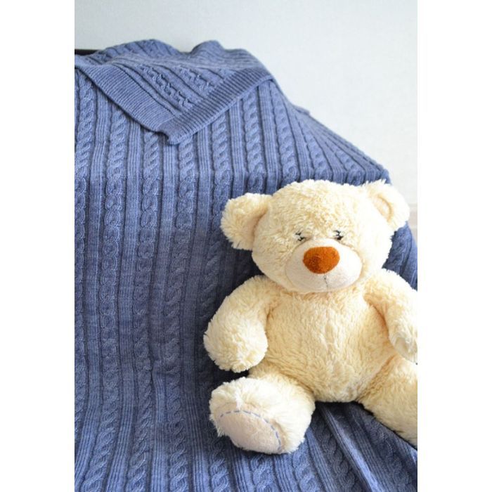 Плед Прованс Soft косы Синий меланж 90x130 см Фото