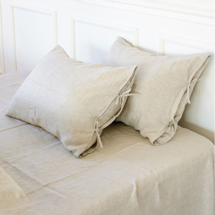 Наволочка MirSon Лен Natural Linen 60х60 Grey sky Фото