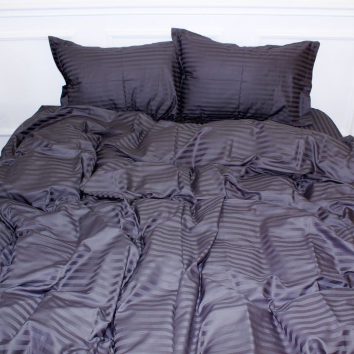 Пододеяльник MirSon Satin Stripe 30-0012 Dark Gray 143х210 см Фото