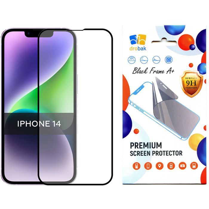 Стекло защитное Drobak Apple iPhone 14 Black Frame A+ Фото