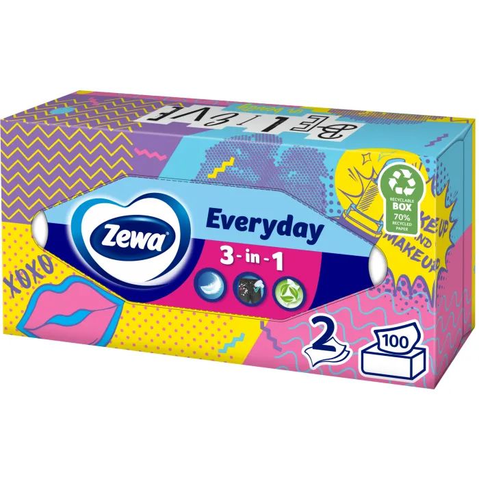Салфетки косметические Zewa Everyday 100 шт. Фото