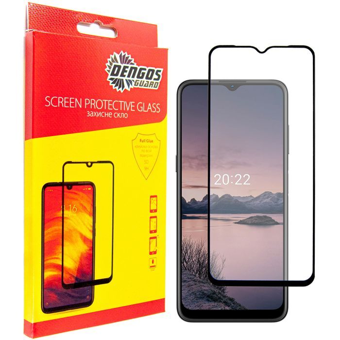 Стекло защитное Dengos Full Glue Nokia G21 black frame Фото