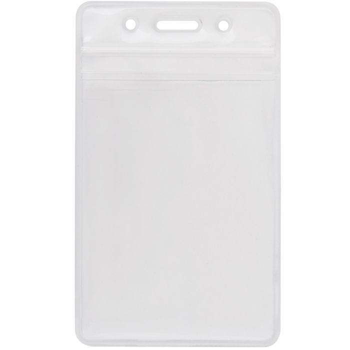 Бейдж Optima вертикальный замок zip lock PVC, 62х91 мм Фото