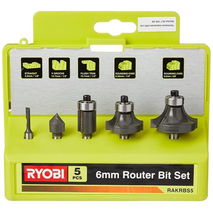 Набор фрез Ryobi RAKRBS5 набір 5 шт, хвостовик 6 мм Фото