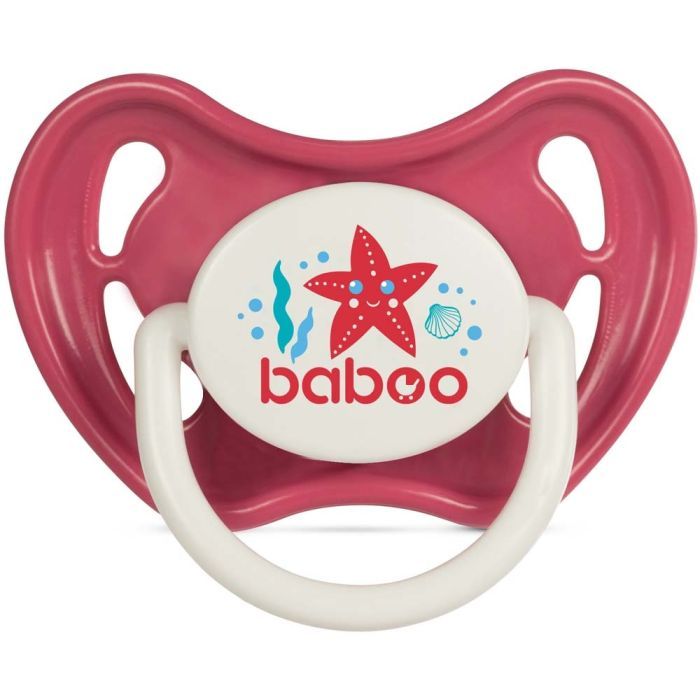 Пустышка Baboo латексная, красная, Sea Life, 6+ мес Фото