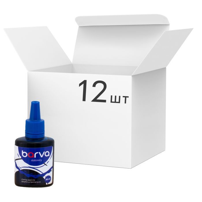 Краска штемпельная Barva 30 мл упаковка 12 шт, синя Фото