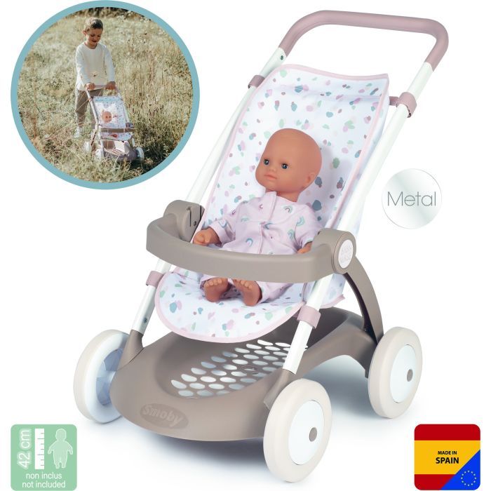 Коляска для кукол Smoby Baby Nurse Прогулянка з кошиком Рожева пудра Фото 1