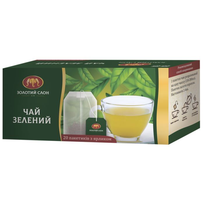 Чай Золотий Слон Зеленый 20х1.5 г Фото