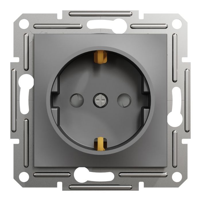 Розетка Schneider Electric ASFORA со штор. антрацит Фото