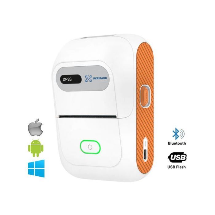 Принтер этикеток UKRMARK DP26WT bluetooth, USB, белый Фото
