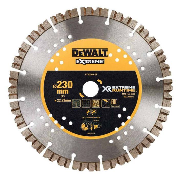 Круг отрезной DeWALT алмазный гранит/кирпич/пеноблок, 230х2.6х22.23 мм Фото