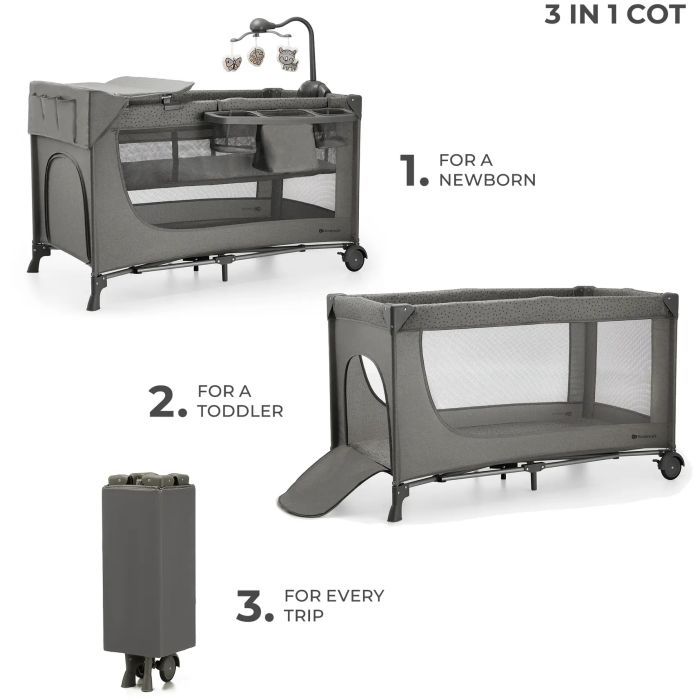 Детский манеж Kinderkraft с пеленатором Joy 2 Dark Grey Фото 1