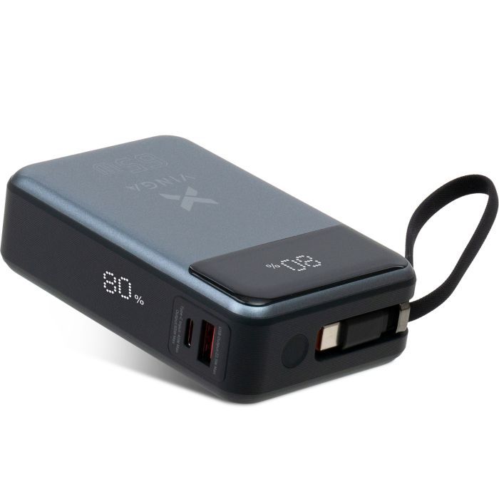 Батарея универсальная Vinga 20000 mAh 65W Display USB-C Cable Grey Фото 1