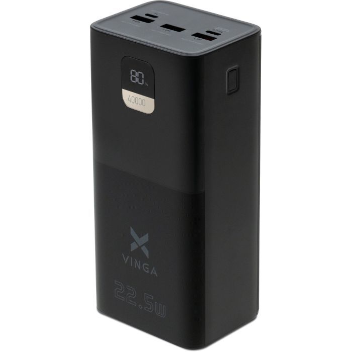 Батарея универсальная Vinga 40000 mAh 22.5W Display Black Фото