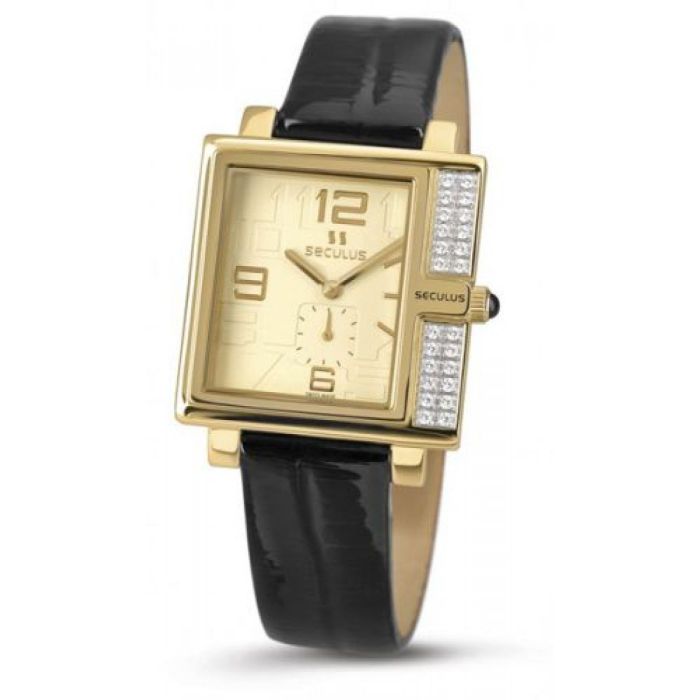 Наручные часы Seculus 1670.2.1064 yellow, pvd-y-cz, black leather Фото