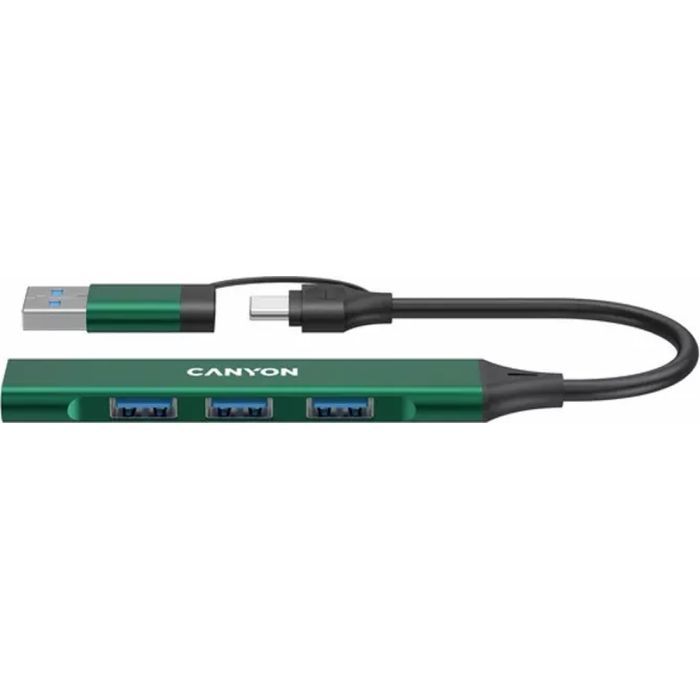 Концентратор Canyon hub DS-02 4in1 USB-A/C Green Фото