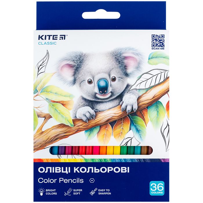 Карандаши цветные Kite Classic 36 кольорів Фото