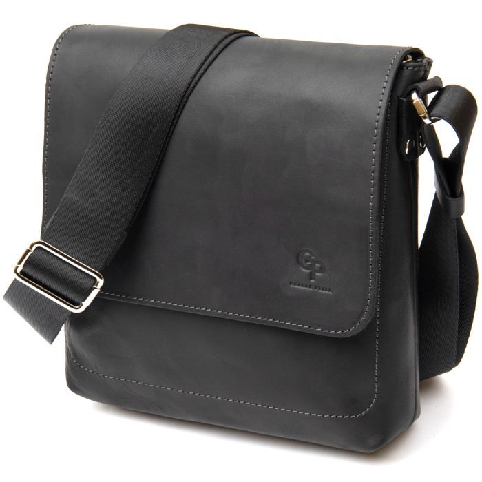 Сумка Grande Pelle Кожаная мужская Черная Фото
