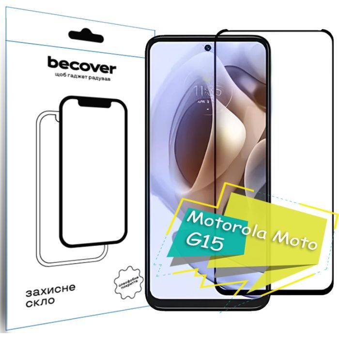 Стекло защитное BeCover Motorola Moto G15 Black Фото