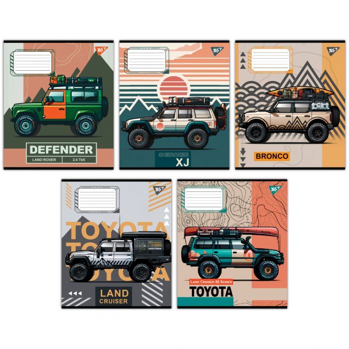 Тетрадь Yes Off road vehicle А5 36 аркушів лінія Фото