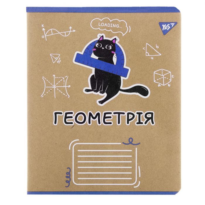 Тетрадь Yes предметний ГЕОМЕТРІЯ Black cat 48 аркушів, клітинк Фото