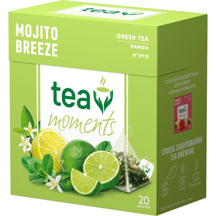Чай Tea Moments Mojito Breeze зелений 20х1.8 г пірамідки Фото