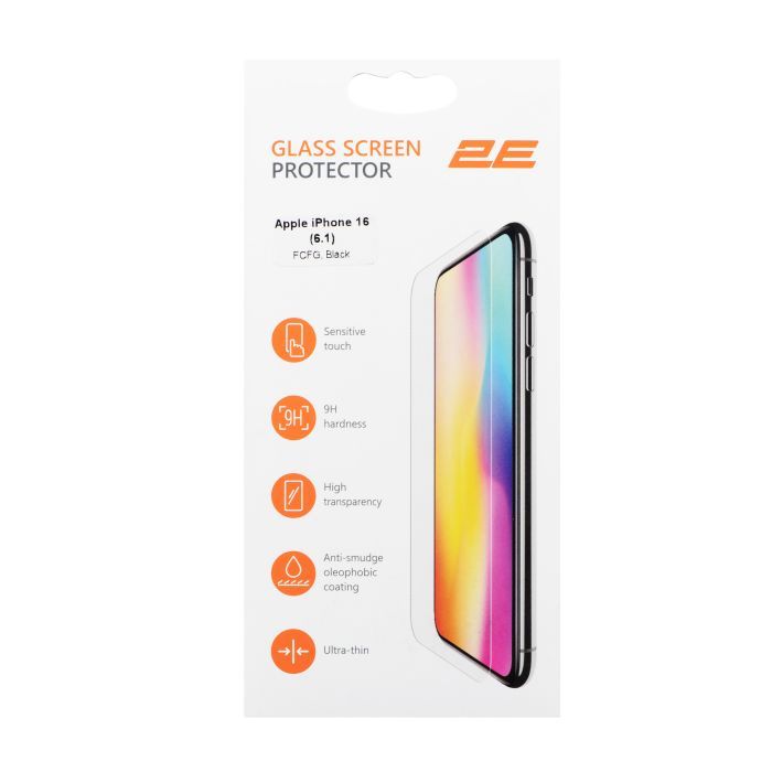 Стекло защитное 2E Apple iPhone 16 2.5D FCFG black Фото 5