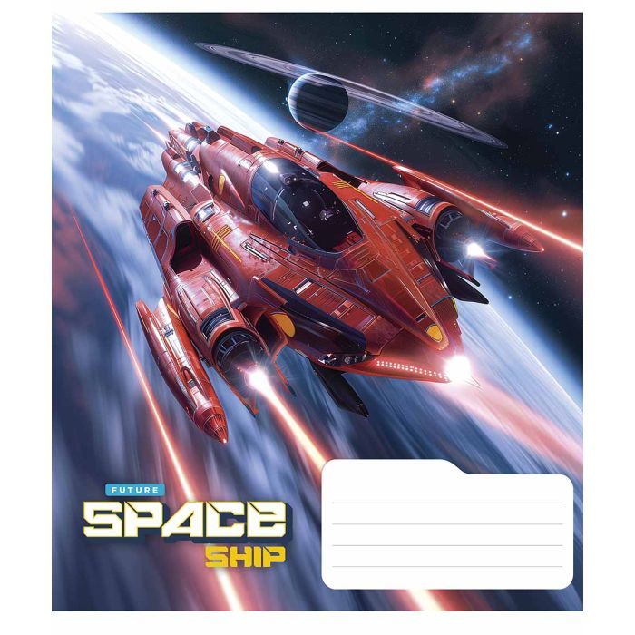Тетрадь Школярик Space ship 48 аркушів лінія Фото
