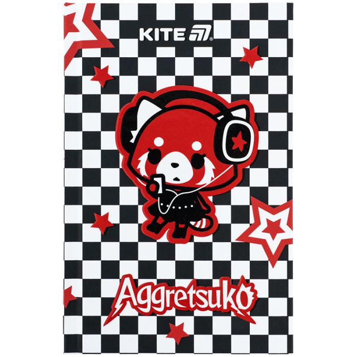 Блокнот Kite А6 Aggretsuko, тверда обкладинка, 80 аркушів, кліт Фото