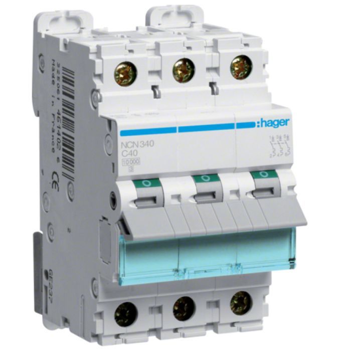 Автоматический выключатель Hager 3-п. C 40A (10kA) 3M (B) Фото