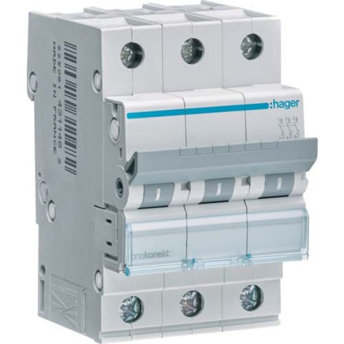 Автоматический выключатель Hager 3-п. C 40A (6kA) 3M (A) Фото