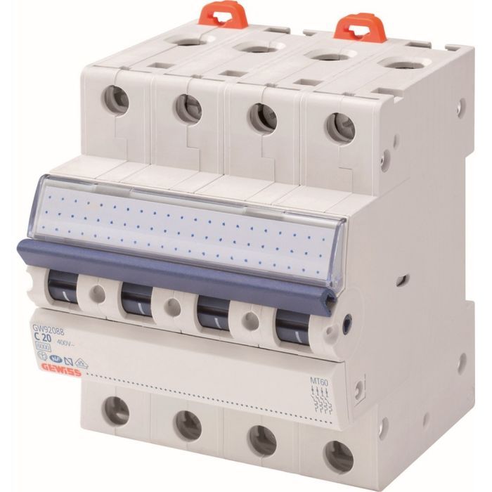 Автоматический выключатель GEWISS 4-п. 20A 6kA С Фото