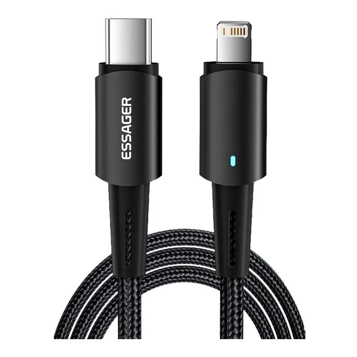 Дата кабель Essager USB-C to Lightning 1.0m 20W black Фото