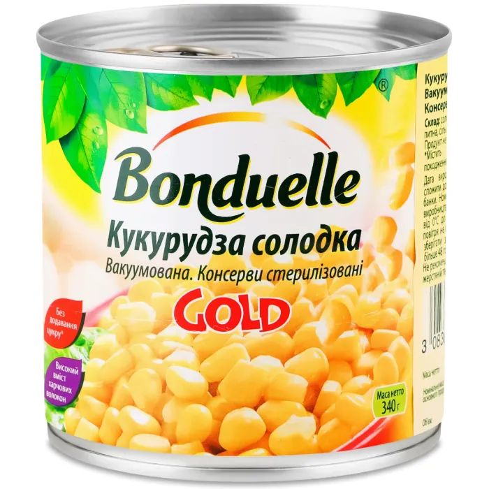 Овощная консервация Bonduelle Кукуруза сладкая Gold 340 г Фото