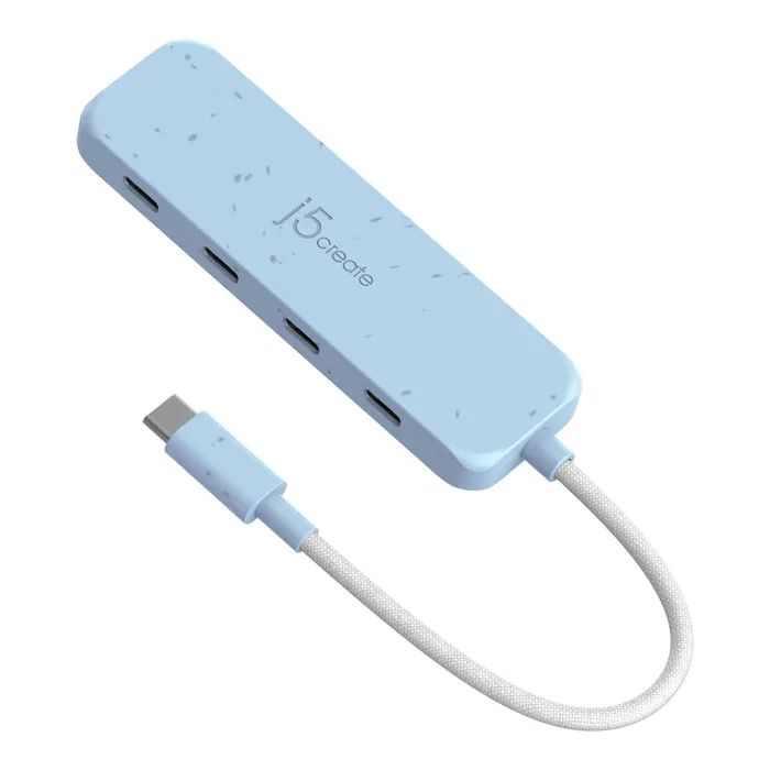Концентратор J5create USB-C to 4xUSB-C 3.2 10Gbps cyan Фото